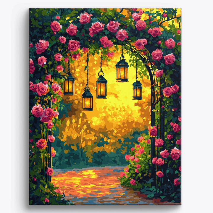 Garten bei Laternenlicht