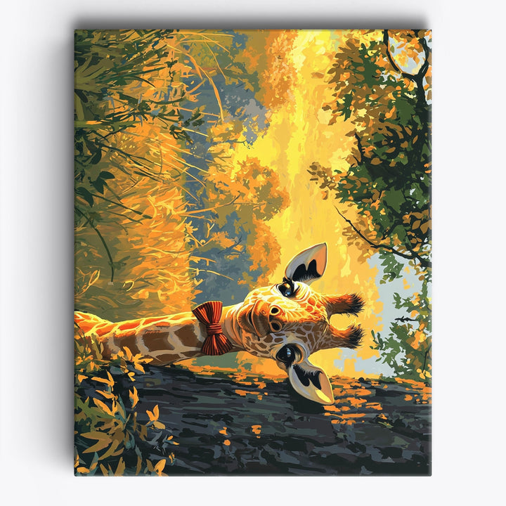 Sonnenuntergangs-Fliege-Giraffe
