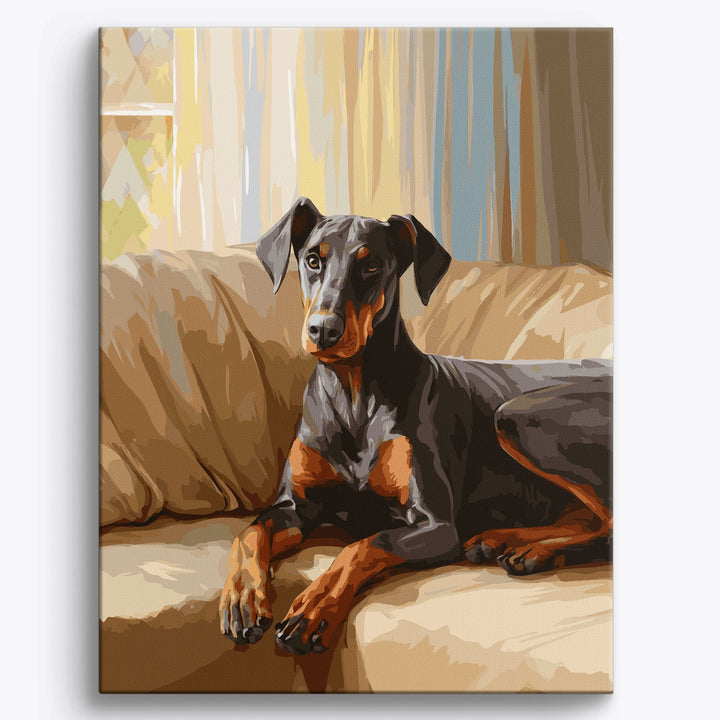 Gemütlicher Dobermann
