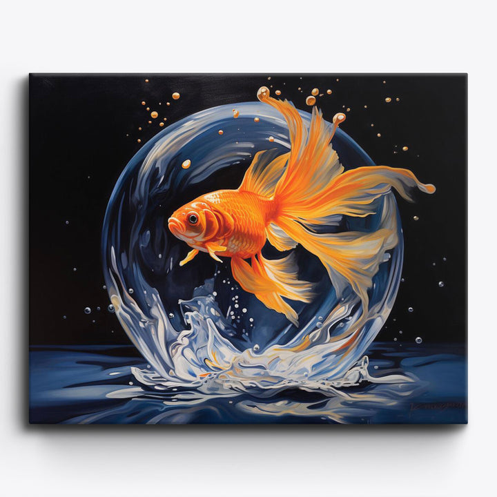 Abstrakte Goldfischglas