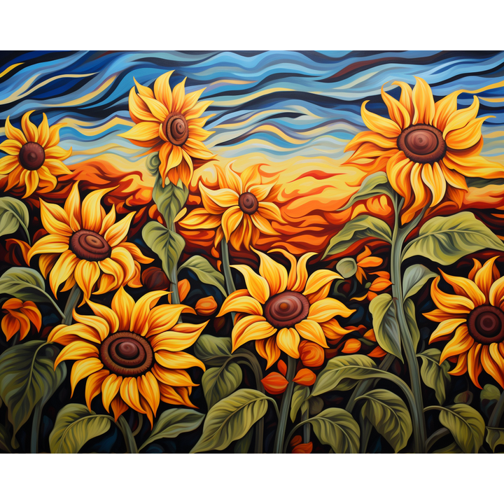 Abstrakte Sonnenblumen tanzen