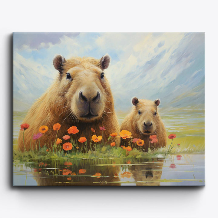 Wasserschwein mit Blumen-Highlight