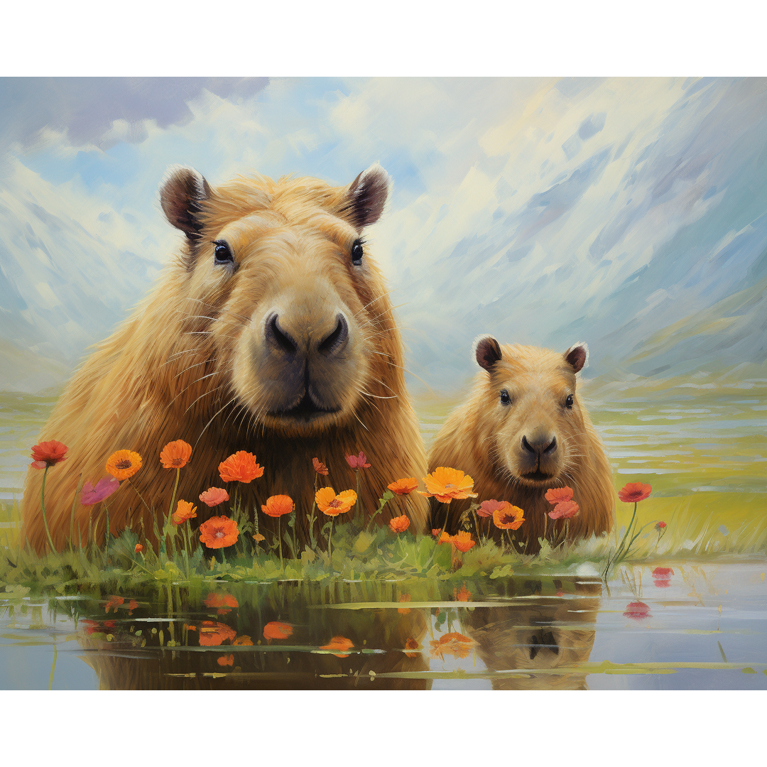 Wasserschwein mit Blumen-Highlight