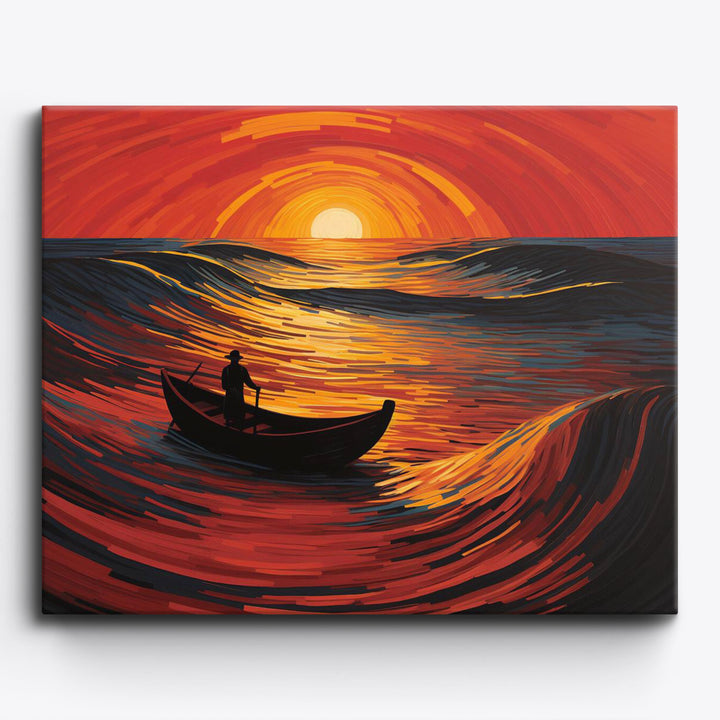 Farbige Sonnenuntergangswellen