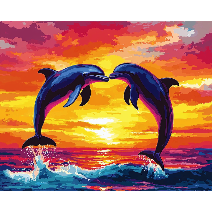 Delfin-Sonnenuntergangskuss