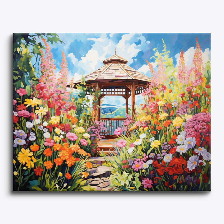 Blumengeschmückter Pavillon
