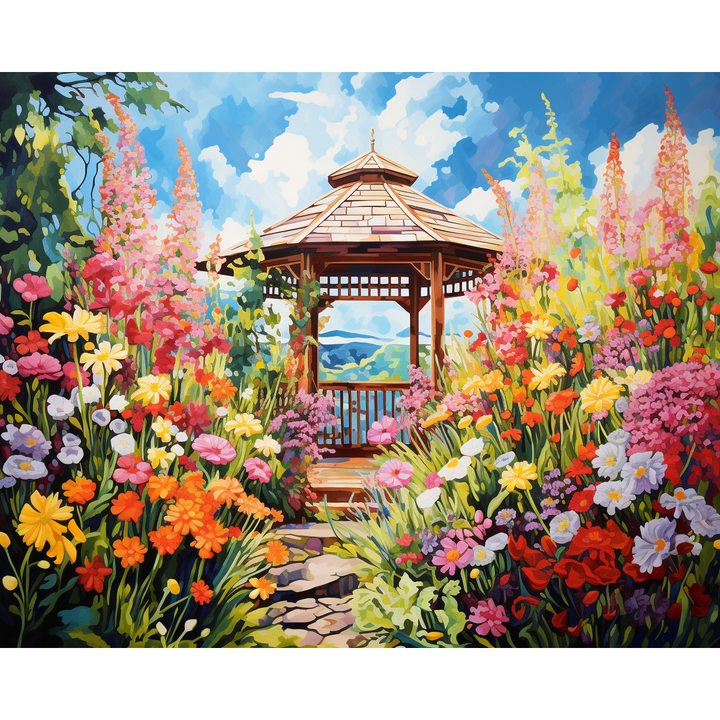 Blumengeschmückter Pavillon