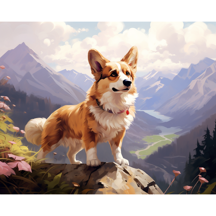 Herding Hues Corgi auf Leinwand