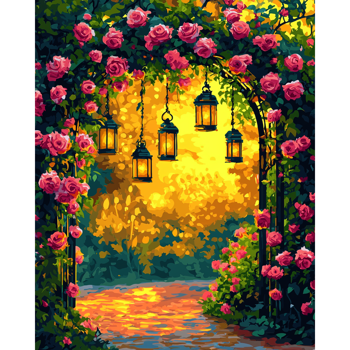 Garten bei Laternenlicht