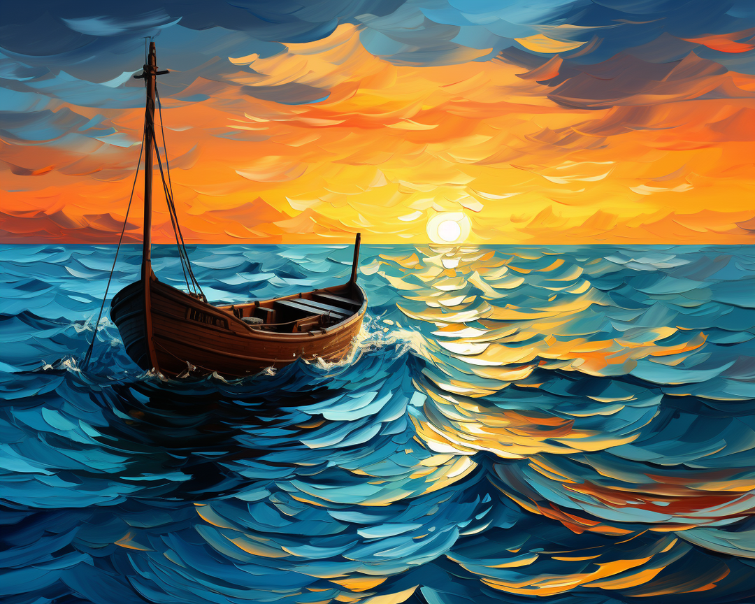 Reise zum Sonnenuntergang am Meer