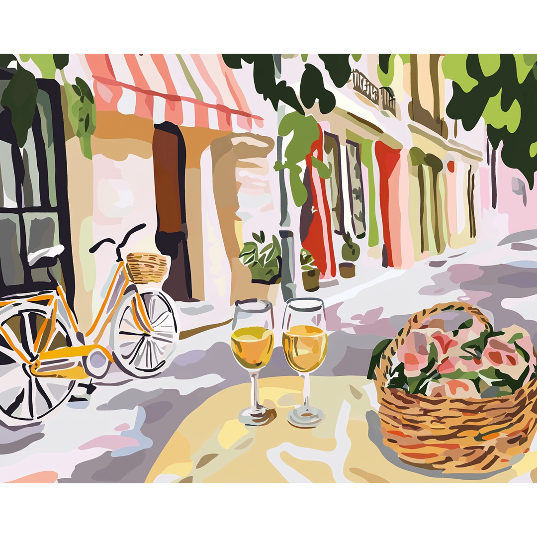 Bistro-Szene in Pastell