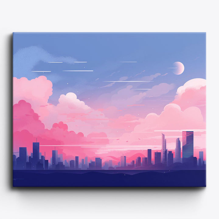 Pastelowa panorama miasta