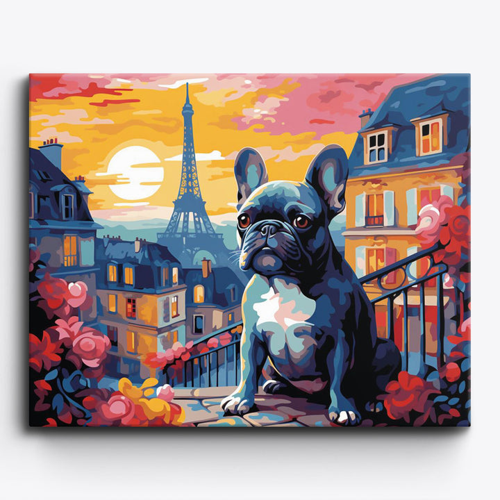 Ein Spaziergang eines Französischen Bulldogge