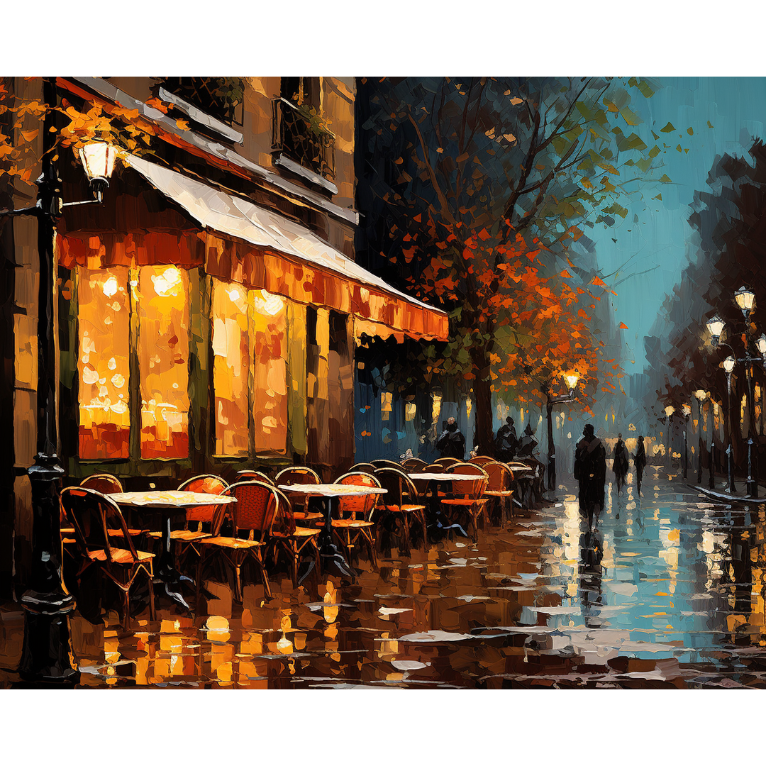 Regenreflexionen Ein Pariser Café