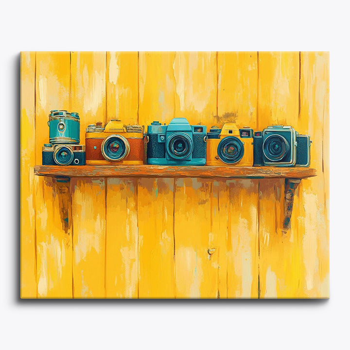Wystawa aparatów fotograficznych w stylu retro