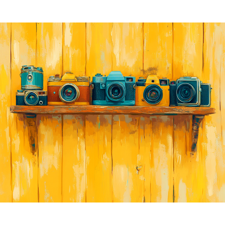 Wystawa aparatów fotograficznych w stylu retro