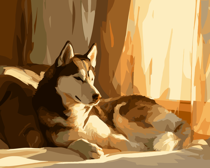 Schläfriger Sibirischer Husky