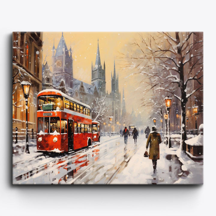 Schneegeküsste Londoner Gasse