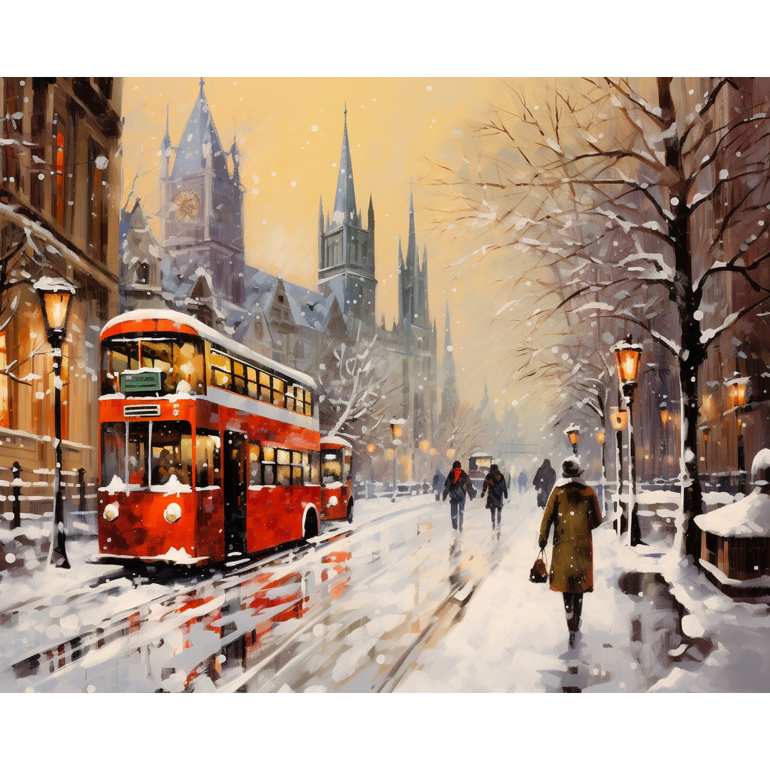 Schneegeküsste Londoner Gasse