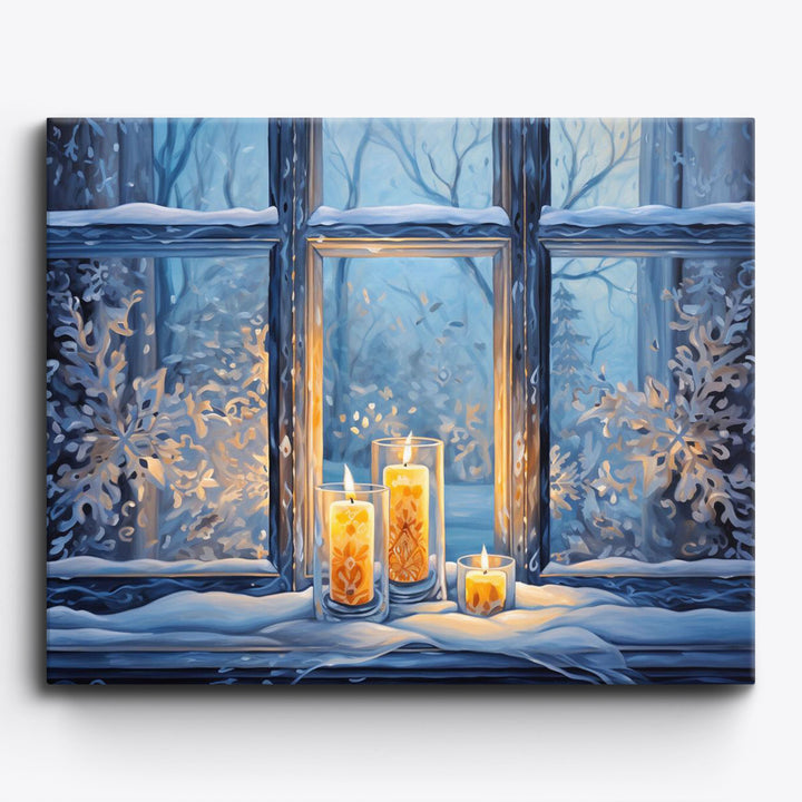 Schneebedecktes Fenster