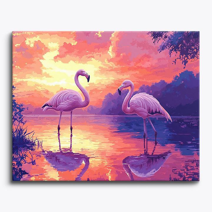 Sonnenuntergang Flamingos