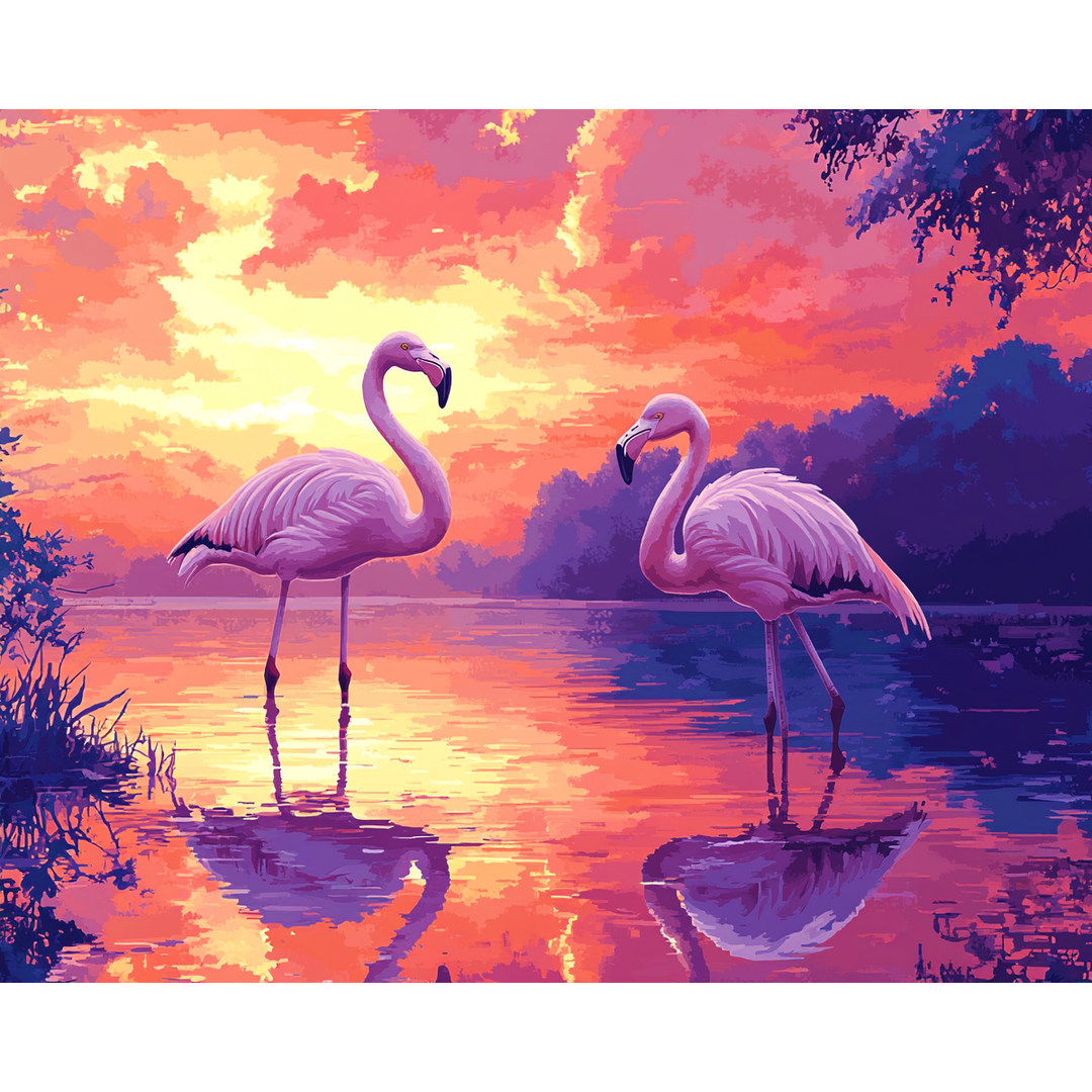 Sonnenuntergang Flamingos