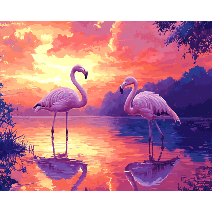 Sonnenuntergang Flamingos