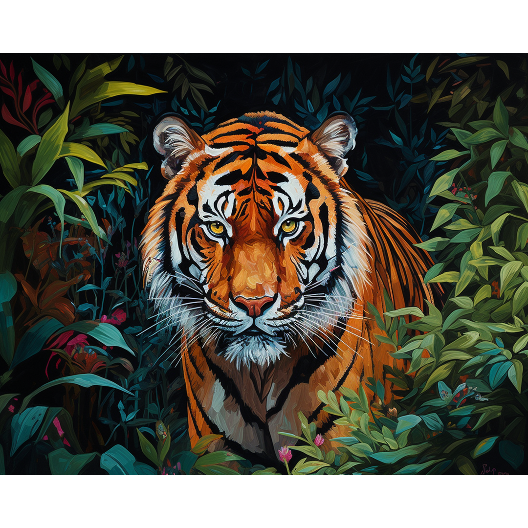 Tiger im Laub